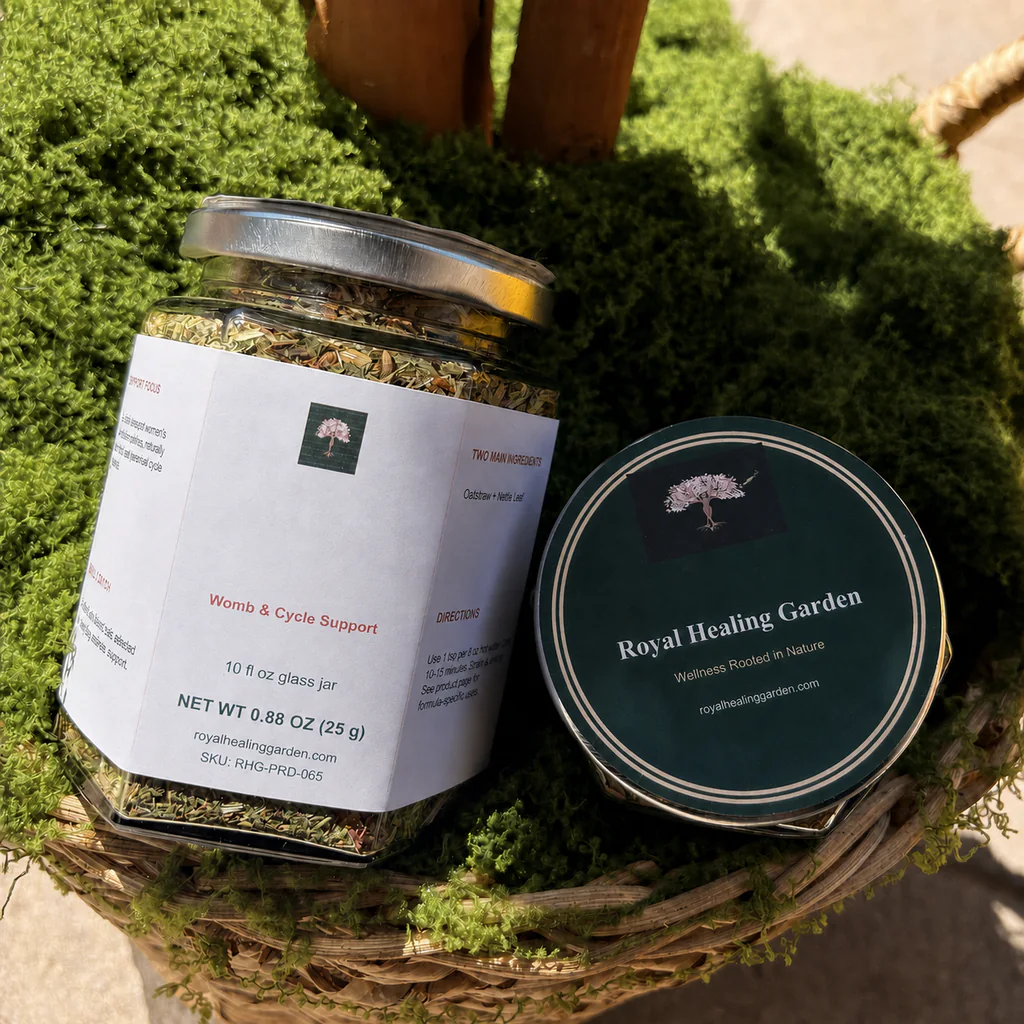CalmRoots in a Royal Healing Garden glass jar
